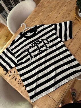 FTP Black & White Striped Short Sleeve Tee